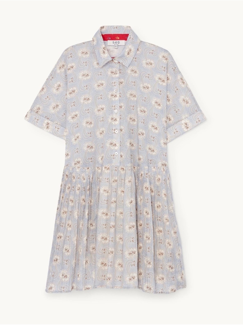 Sea NY - Tima Light Blue Floral Button-Front Shirt Dress Size S $260